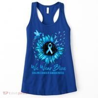 We Wear Blue Colon Cancer Awareness Ribbon Sunflower Gift Women's Tank Top thumb 0