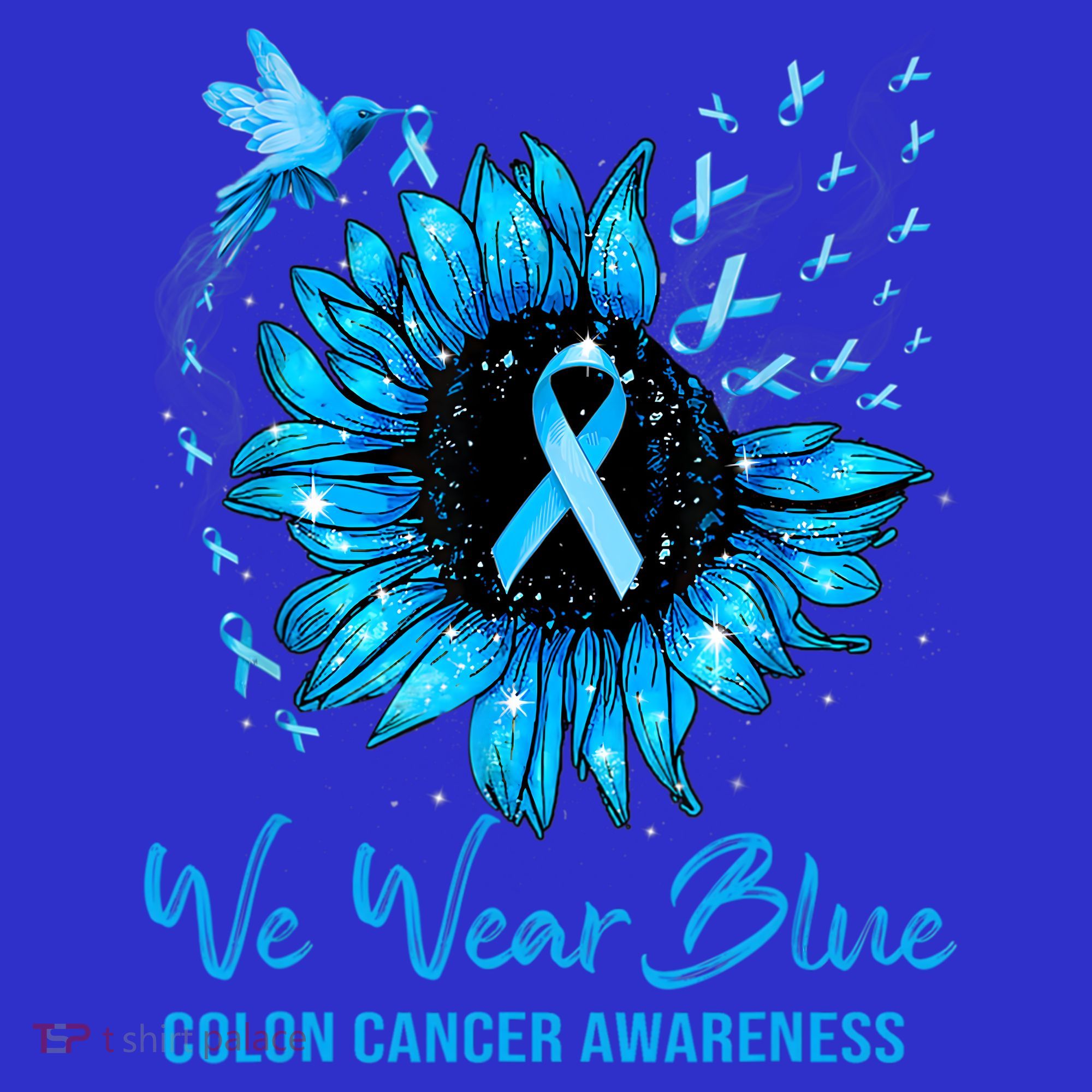 We Wear Blue Colon Cancer Awareness Ribbon Sunflower Gift Women's Tank Top