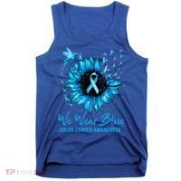 We Wear Blue Colon Cancer Awareness Ribbon Sunflower Gift Tank Top thumb 0