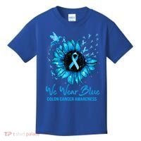 We Wear Blue Colon Cancer Awareness Ribbon Sunflower Gift Kids T-Shirt thumb 0