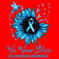 We Wear Blue Colon Cancer Awareness Ribbon Sunflower Gift Santa Hat thumb 1