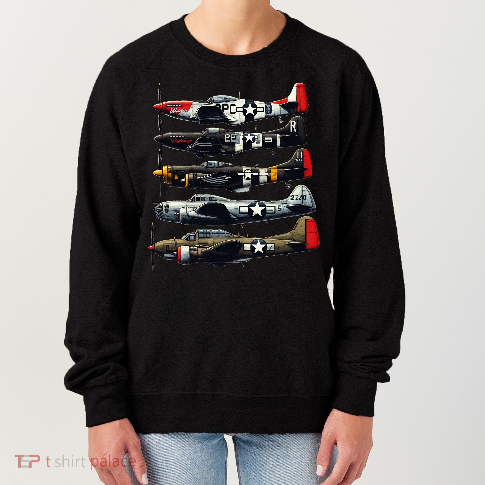 Ww2 Warplanes B 17 P51 Mustang F4u Corsair P40 Warhawk Women's Sweatshirt