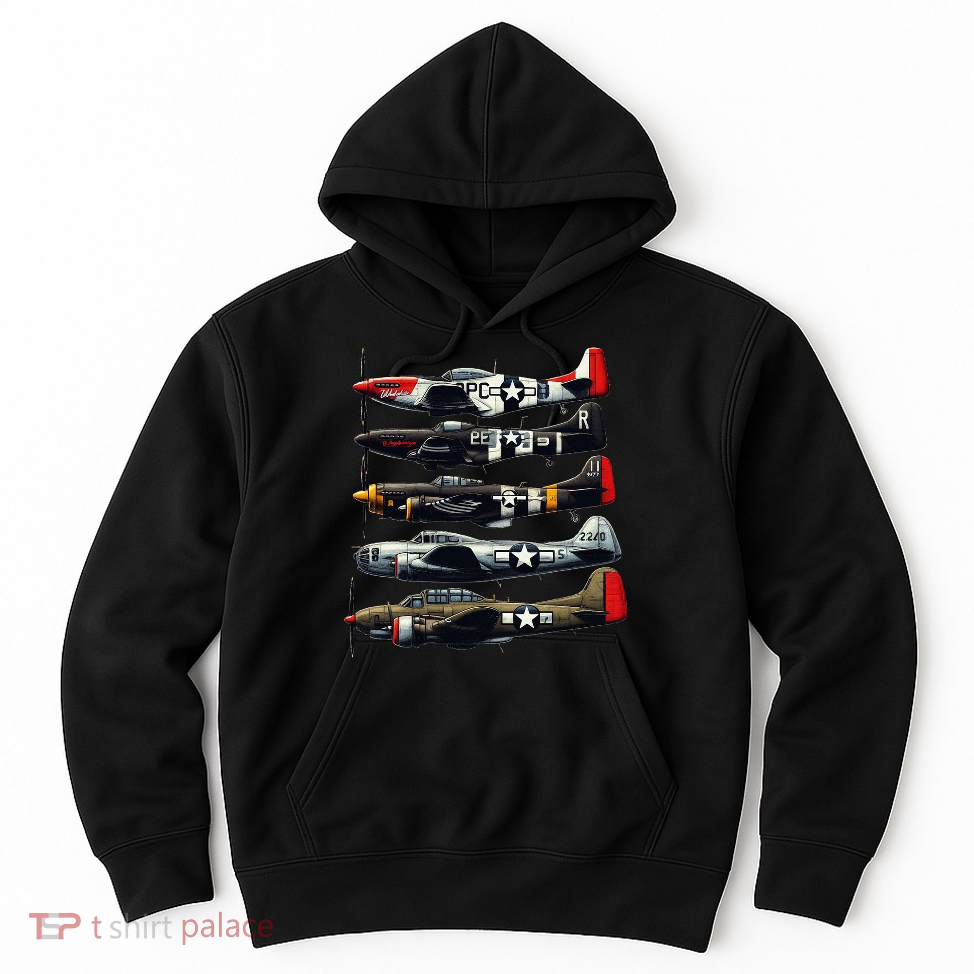 Ww2 Warplanes B 17 P51 Mustang F4u Corsair P40 Warhawk Hoodie