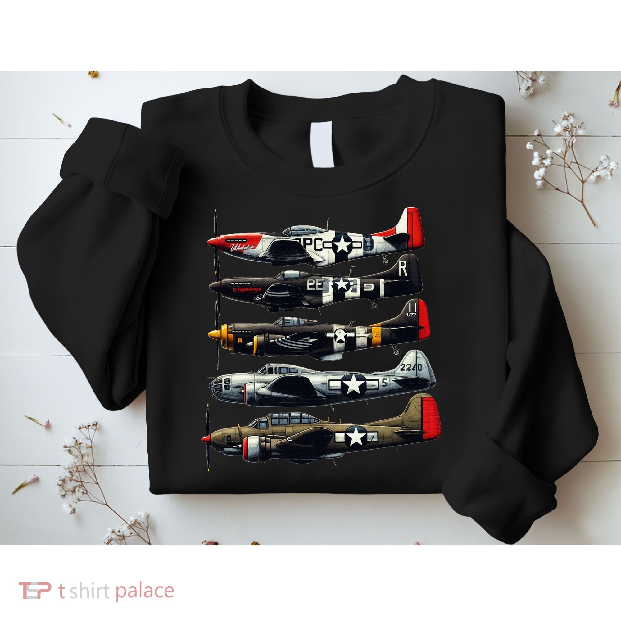 Ww2 Warplanes B 17 P51 Mustang F4u Corsair P40 Warhawk Sweatshirt