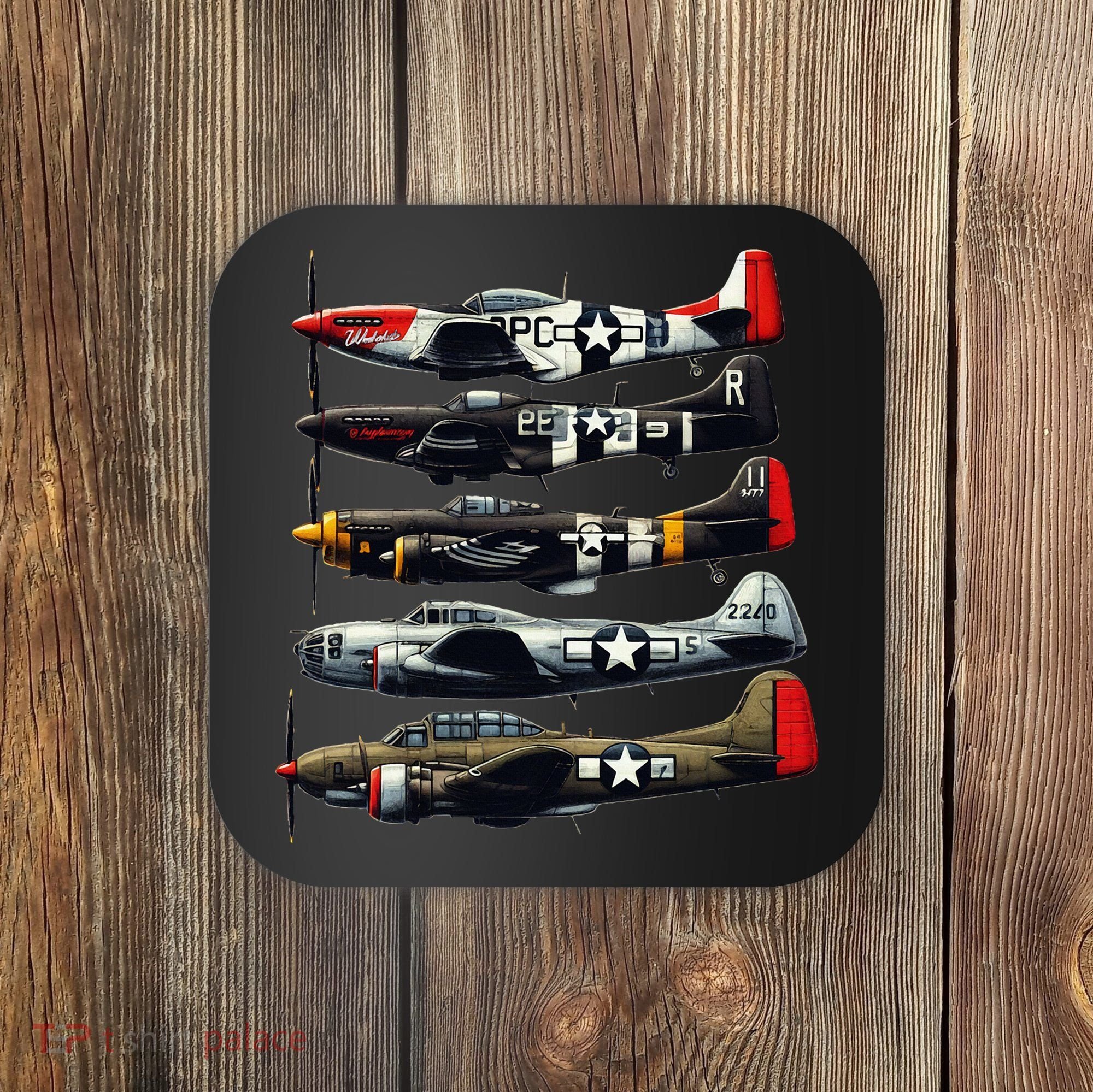 Ww2 Warplanes B 17 P51 Mustang F4u Corsair P40 Warhawk Coaster