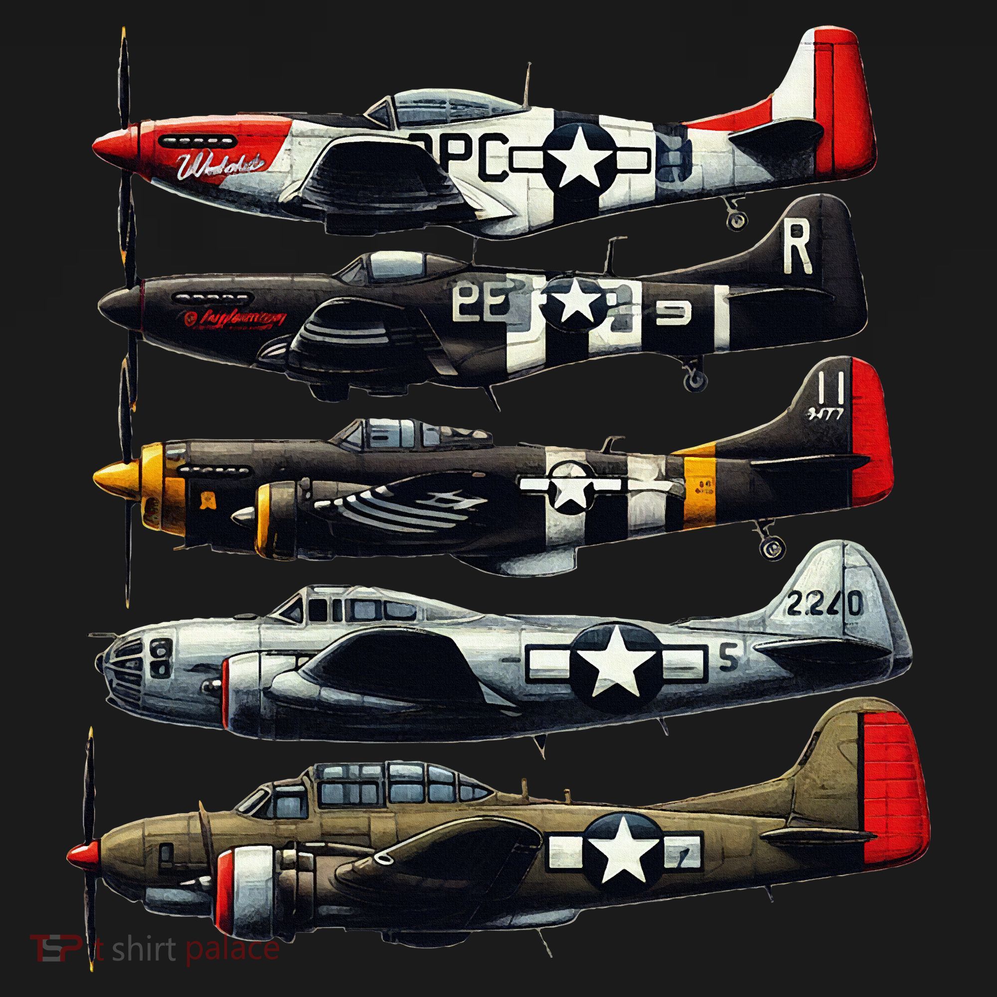Ww2 Warplanes B 17 P51 Mustang F4u Corsair P40 Warhawk Women's Tank Top