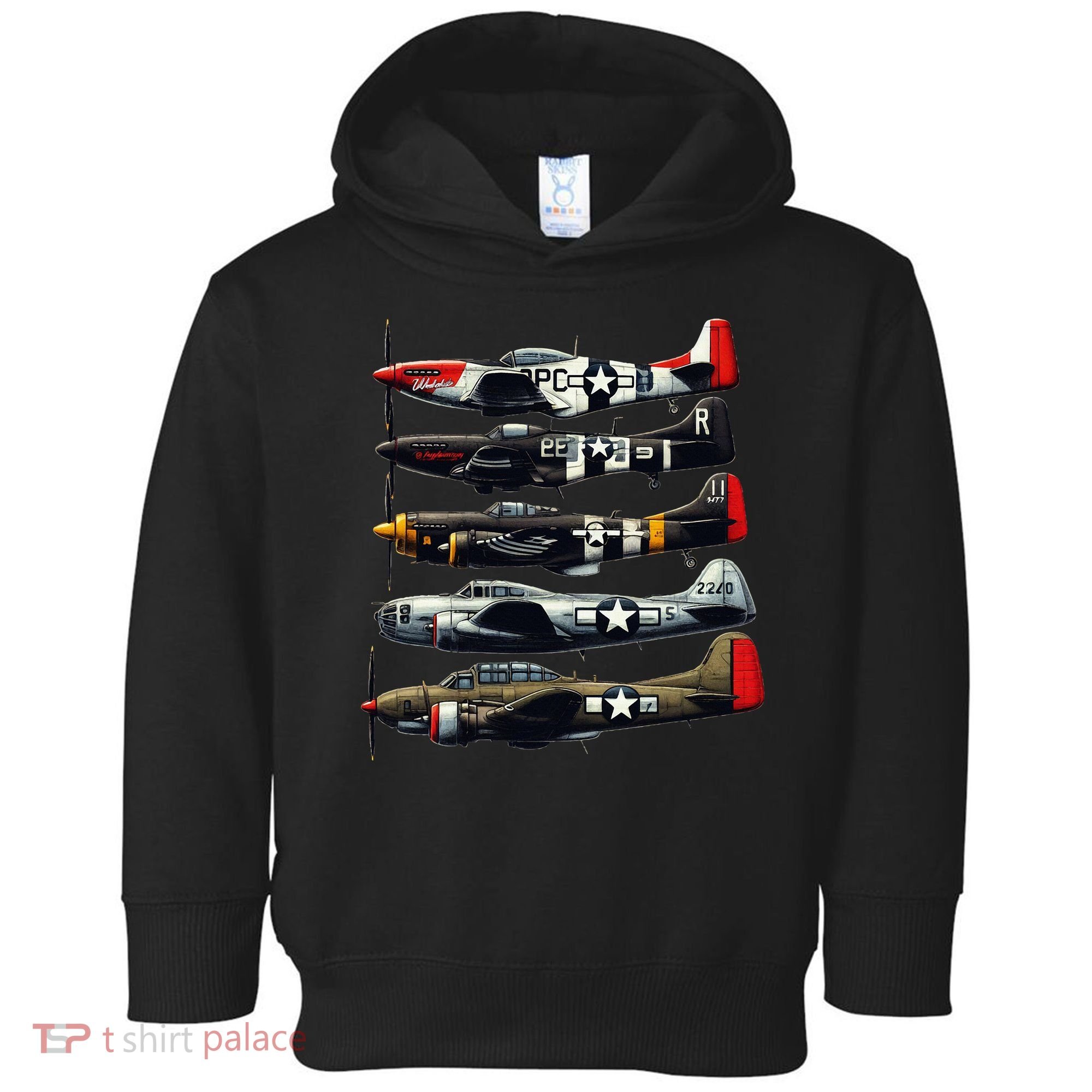 Ww2 Warplanes B 17 P51 Mustang F4u Corsair P40 Warhawk Toddler Hoodie