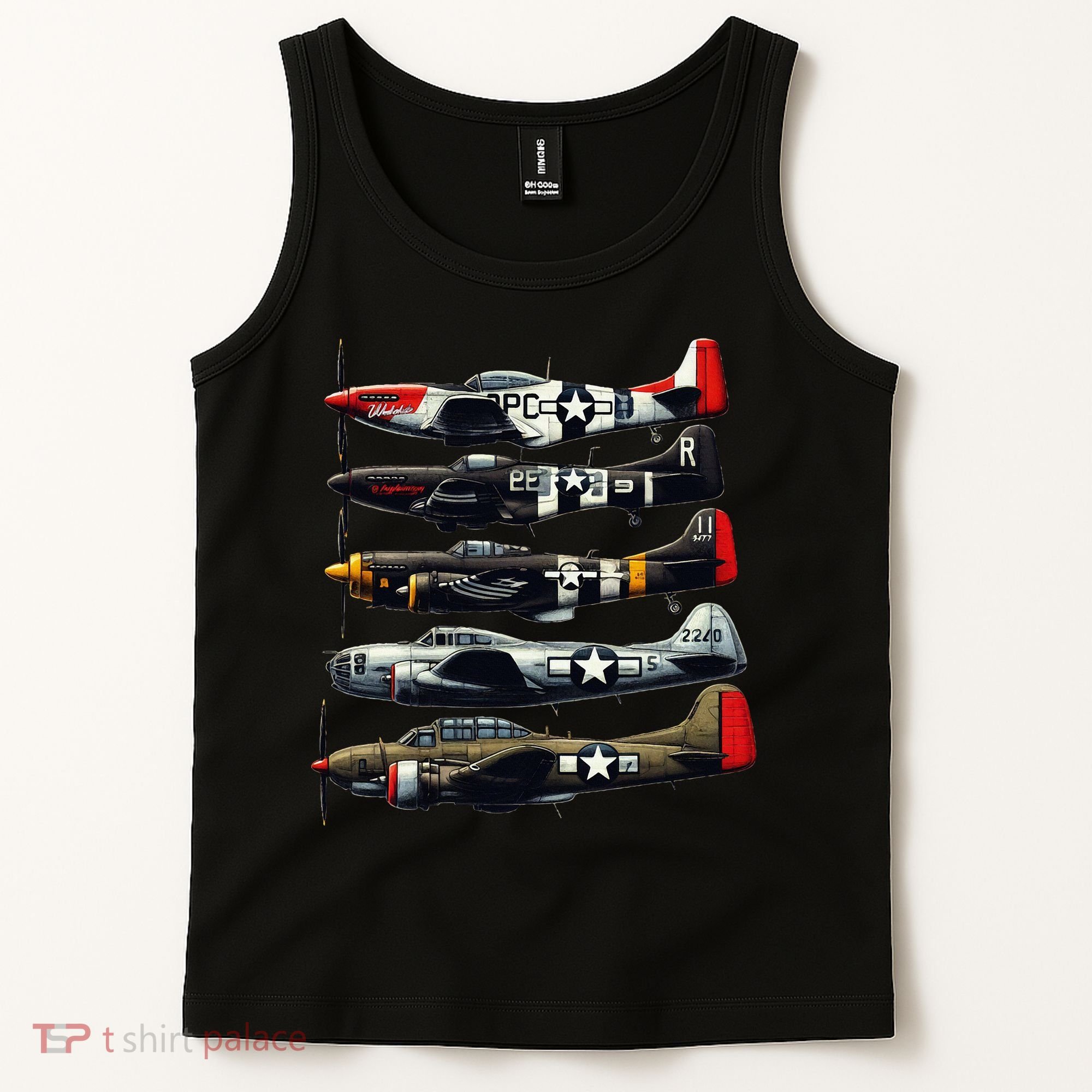 Ww2 Warplanes B 17 P51 Mustang F4u Corsair P40 Warhawk Tank Top