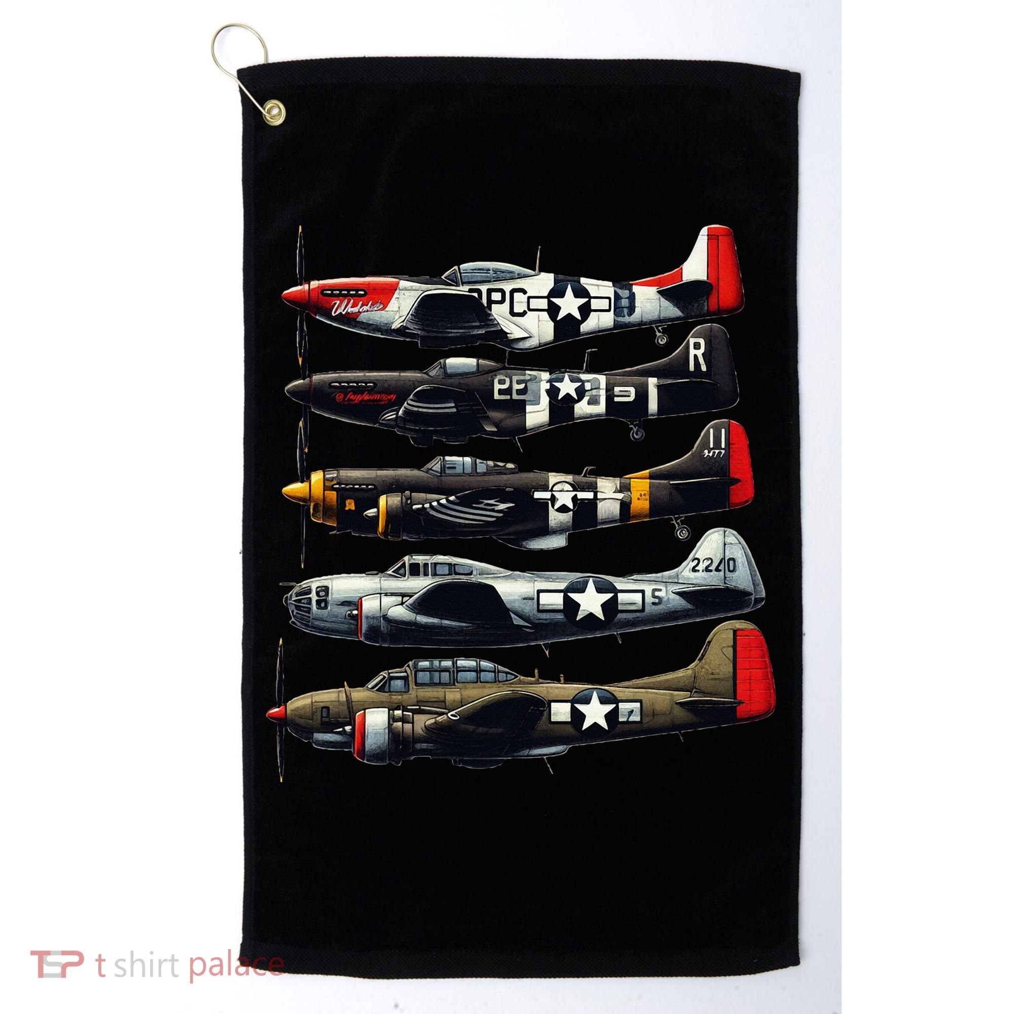 Ww2 Warplanes B 17 P51 Mustang F4u Corsair P40 Warhawk Golf Towel
