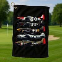 Ww2 Warplanes B 17 P51 Mustang F4u Corsair P40 Warhawk Golf Towel thumb 1
