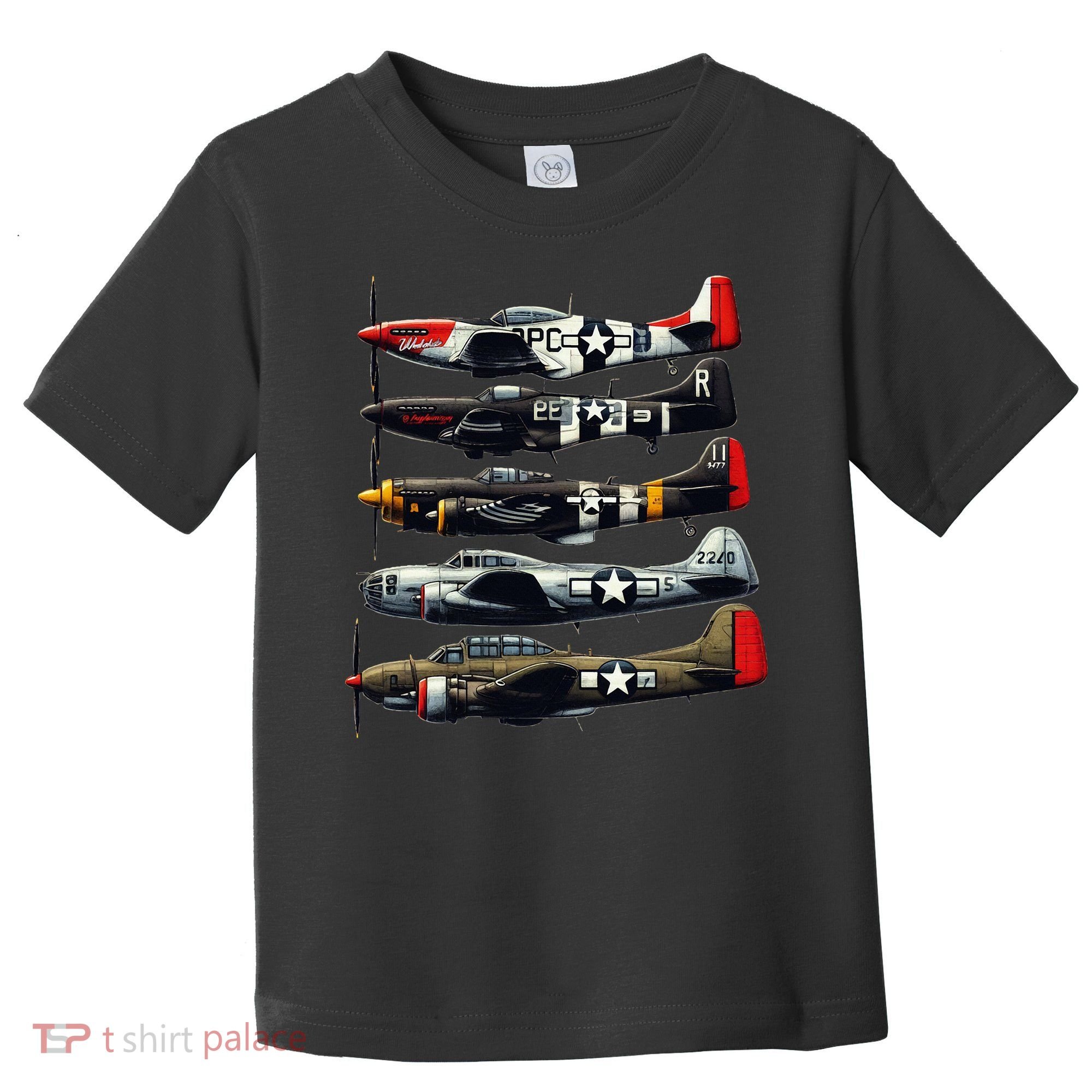 Ww2 Warplanes B 17 P51 Mustang F4u Corsair P40 Warhawk Toddler T-Shirt