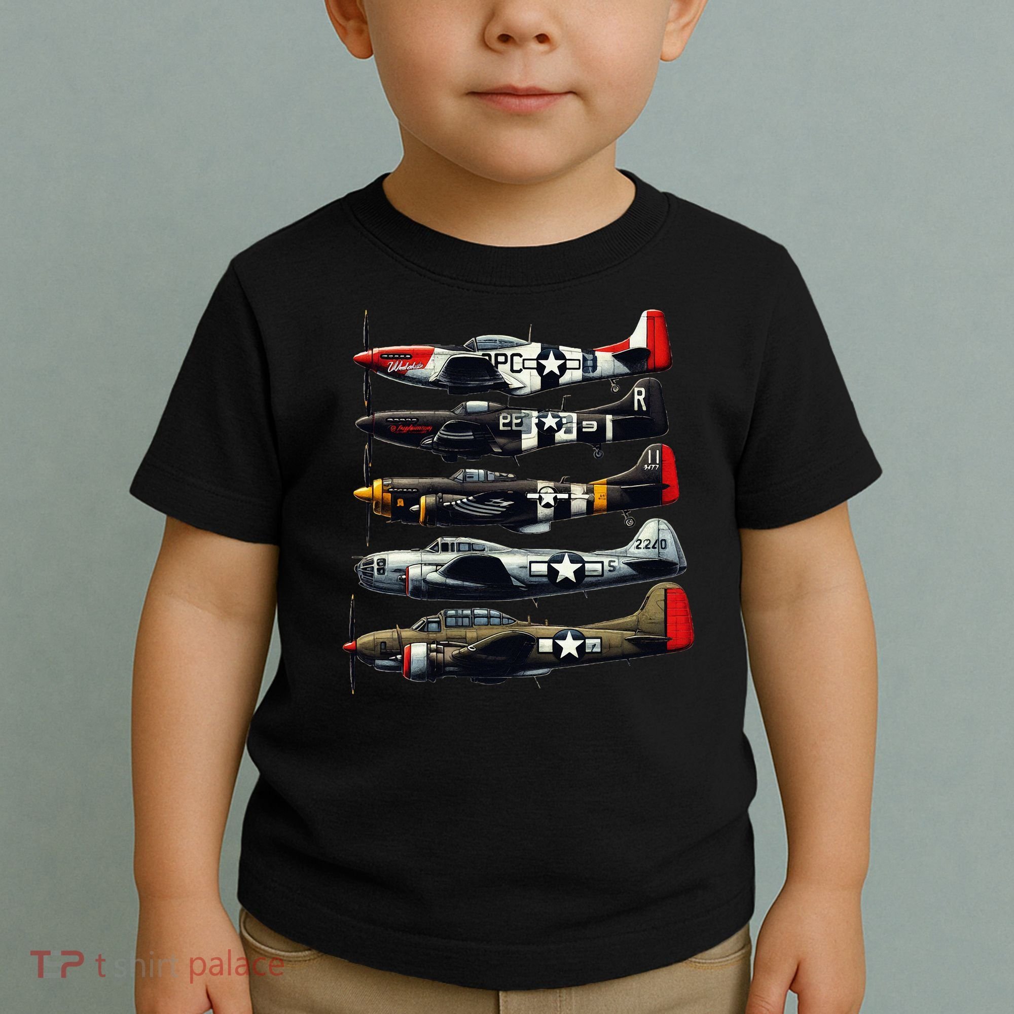 Ww2 Warplanes B 17 P51 Mustang F4u Corsair P40 Warhawk Toddler T-Shirt