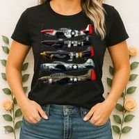 Ww2 Warplanes B 17 P51 Mustang F4u Corsair P40 Warhawk Women's T-Shirt thumb 2