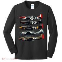 Ww2 Warplanes B 17 P51 Mustang F4u Corsair P40 Warhawk Kids Long Sleeve Shirt thumb 0