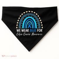 We Wear Blue For Colon Cancer Awareness USA-Made Doggie Bandana thumb 0