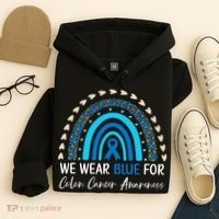 We Wear Blue For Colon Cancer Awareness Hoodie thumb 4