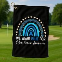 We Wear Blue For Colon Cancer Awareness Golf Towel thumb 1