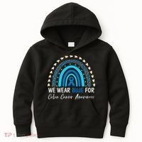 We Wear Blue For Colon Cancer Awareness Kids Hoodie thumb 0