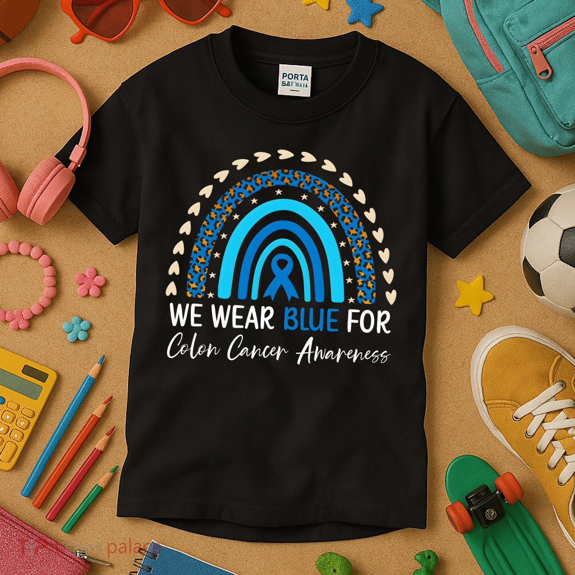 We Wear Blue For Colon Cancer Awareness Kids T-Shirt