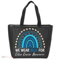 We Wear Blue For Colon Cancer Awareness Tote Bag thumb 0