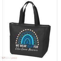 We Wear Blue For Colon Cancer Awareness Tote Bag thumb 3