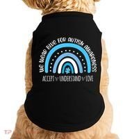 We Wear Blue For Autism Awareness Cute Rainbow Autistic Doggie Tank thumb 0