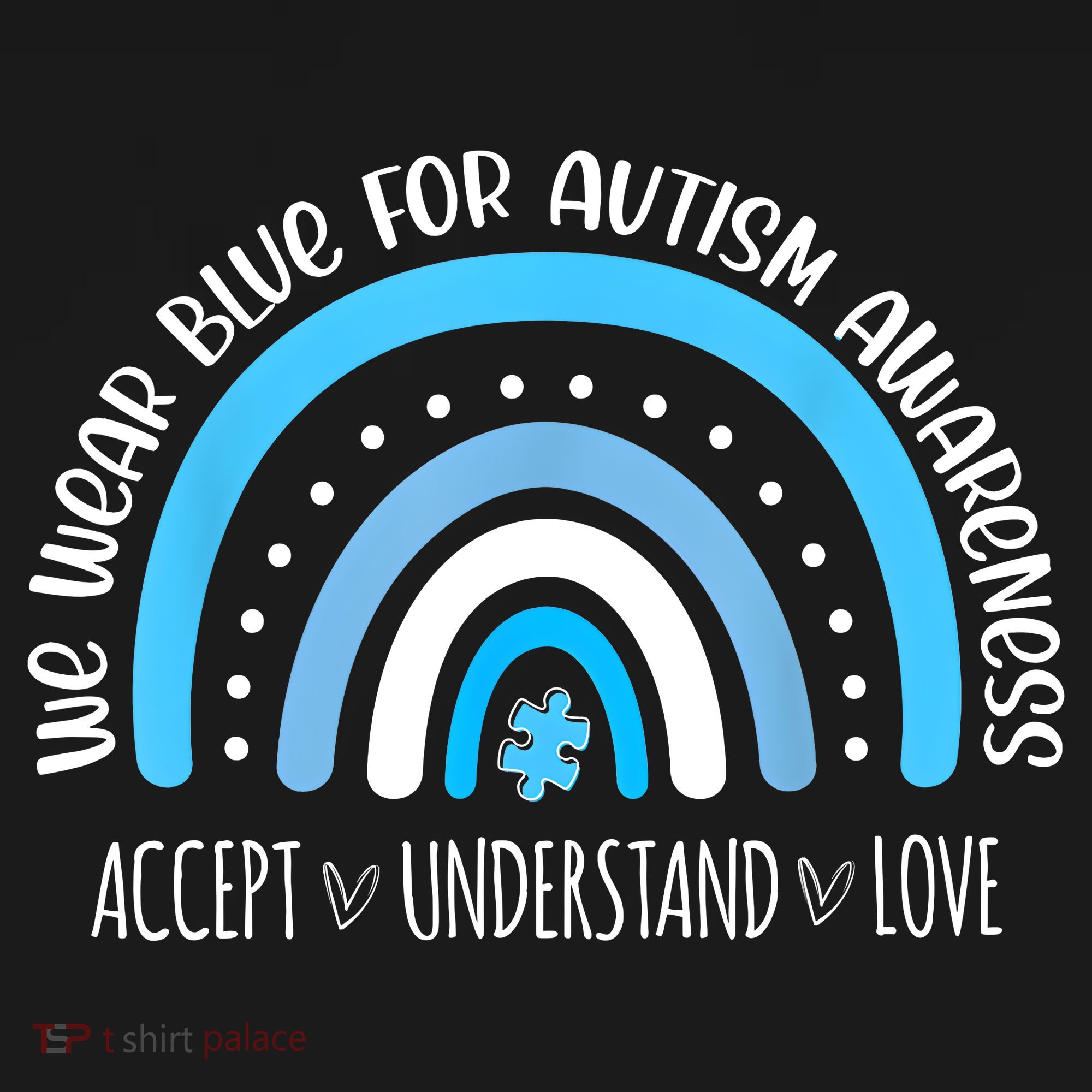 We Wear Blue For Autism Awareness Cute Rainbow Autistic Bucket Hat