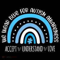 We Wear Blue For Autism Awareness Cute Rainbow Autistic Coffee Mug thumb 5