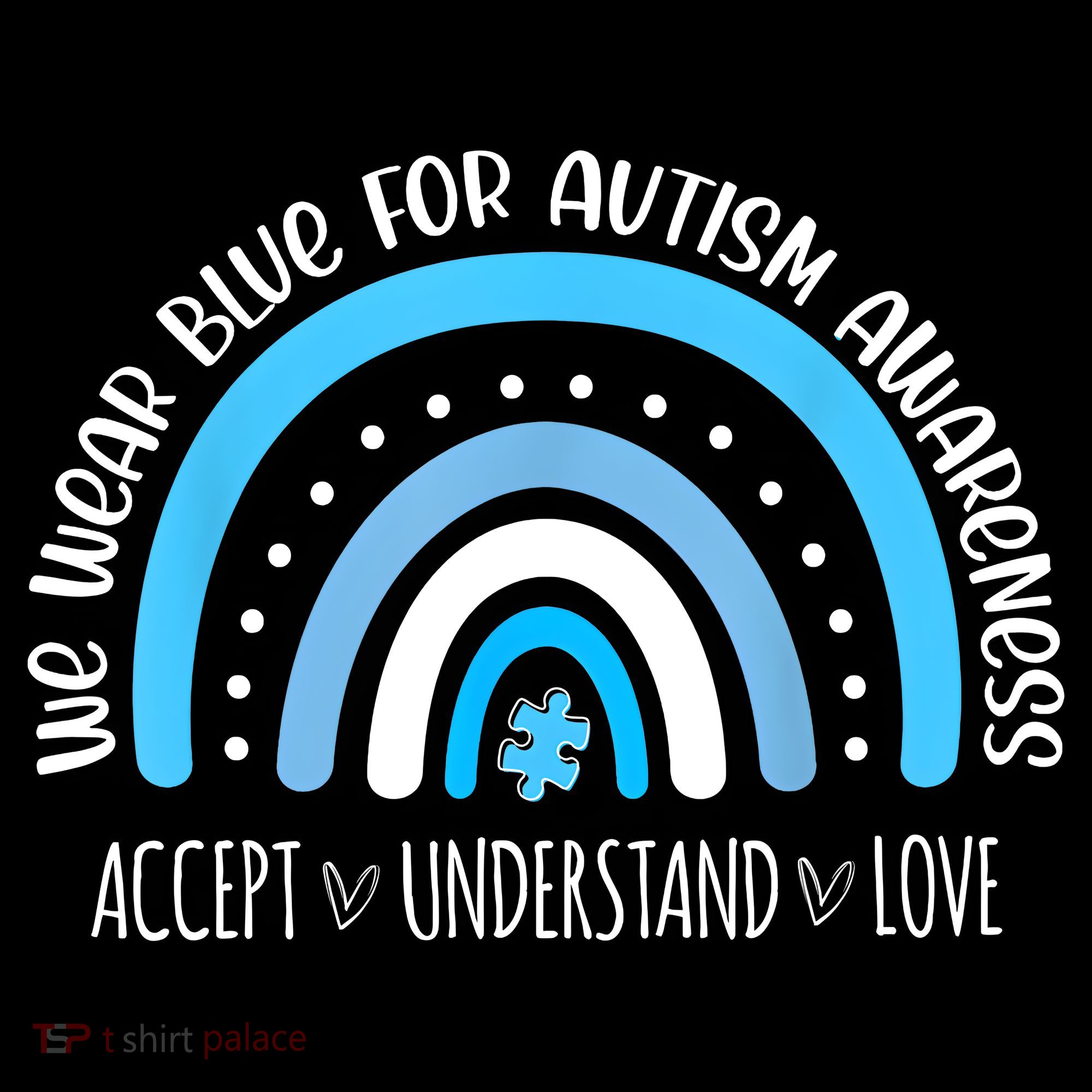 We Wear Blue For Autism Awareness Cute Rainbow Autistic Coffee Mug