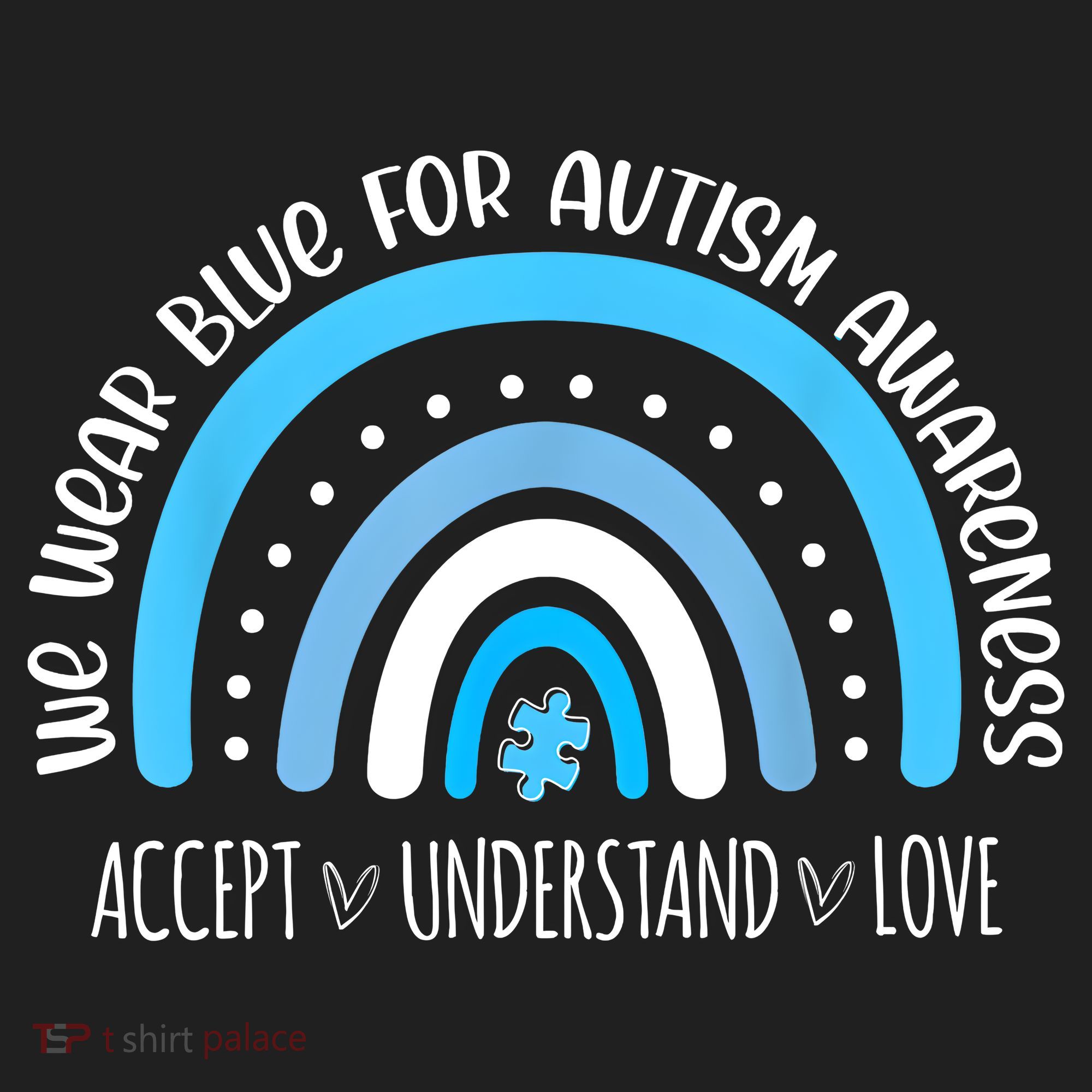 We Wear Blue For Autism Awareness Cute Rainbow Autistic Beanie