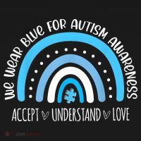 We Wear Blue For Autism Awareness Cute Rainbow Autistic Women's Hoodie thumb 2