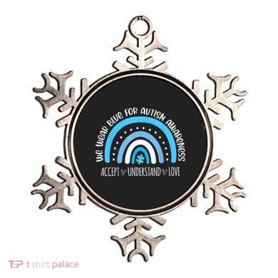 We Wear Blue For Autism Awareness Cute Rainbow Autistic Ornament