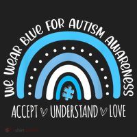 We Wear Blue For Autism Awareness Cute Rainbow Autistic Golf Towel thumb 3