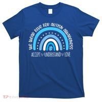 We Wear Blue For Autism Awareness Cute Rainbow Autistic T-Shirt thumb 0