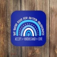We Wear Blue For Autism Awareness Cute Rainbow Autistic Coaster thumb 0