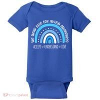 We Wear Blue For Autism Awareness Cute Rainbow Autistic Baby Bodysuit thumb 0