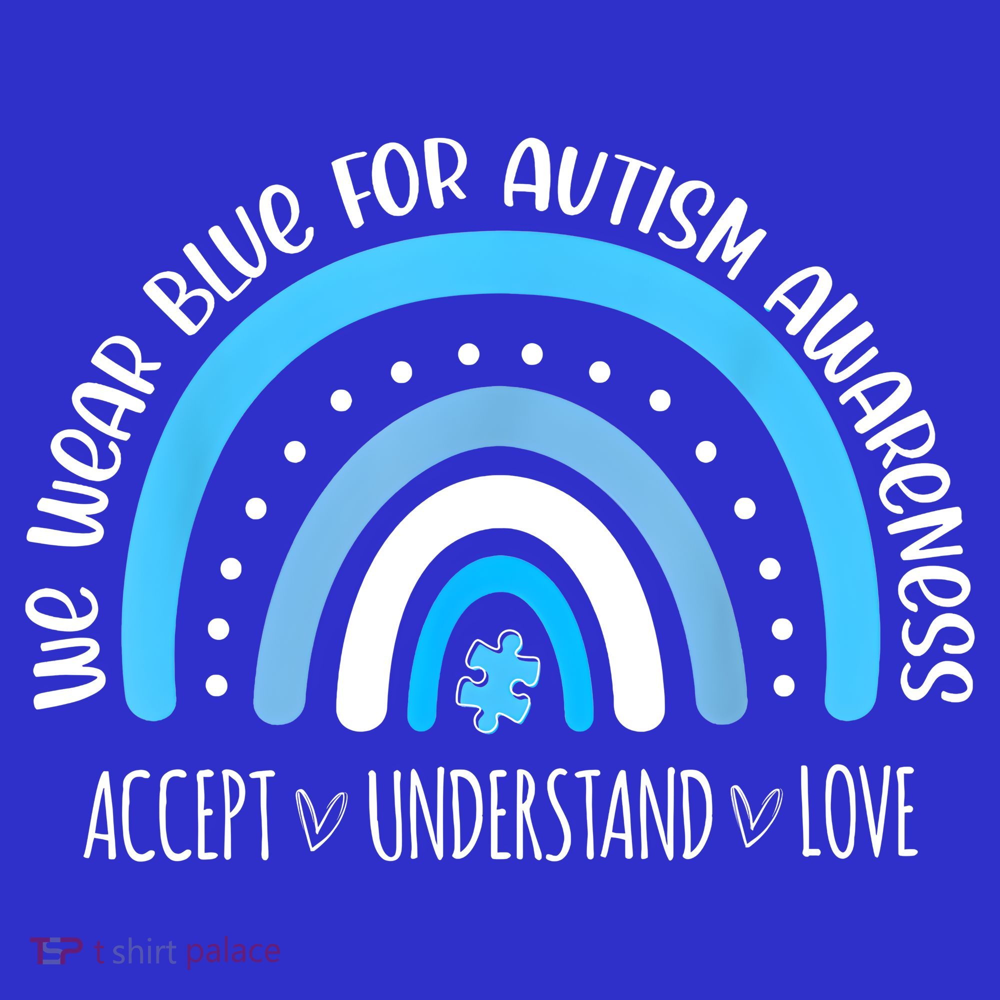 We Wear Blue For Autism Awareness Cute Rainbow Autistic Baby Bodysuit