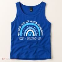 We Wear Blue For Autism Awareness Cute Rainbow Autistic Tank Top thumb 2