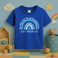 We Wear Blue For Autism Awareness Cute Rainbow Autistic Toddler T-Shirt thumb 3