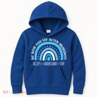 We Wear Blue For Autism Awareness Cute Rainbow Autistic Kids Hoodie thumb 0