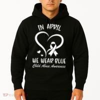 We Wear Blue Child Abuse Prevention Month Leopard Rainbow Hoodie thumb 2