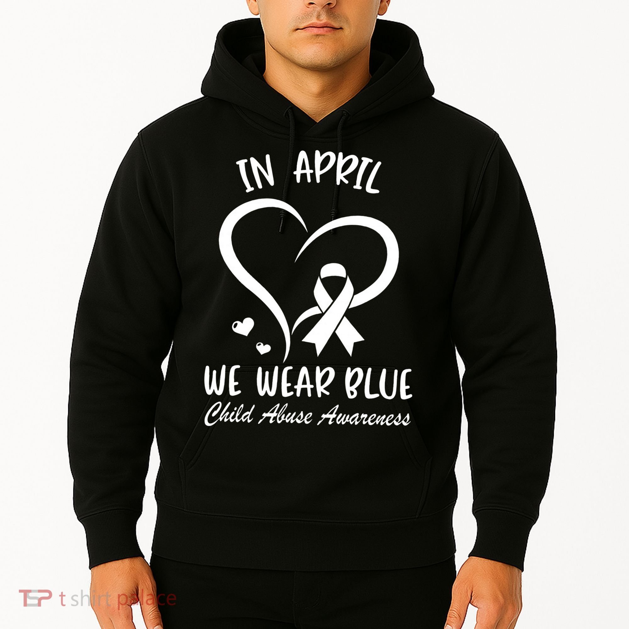 We Wear Blue Child Abuse Prevention Month Leopard Rainbow Hoodie