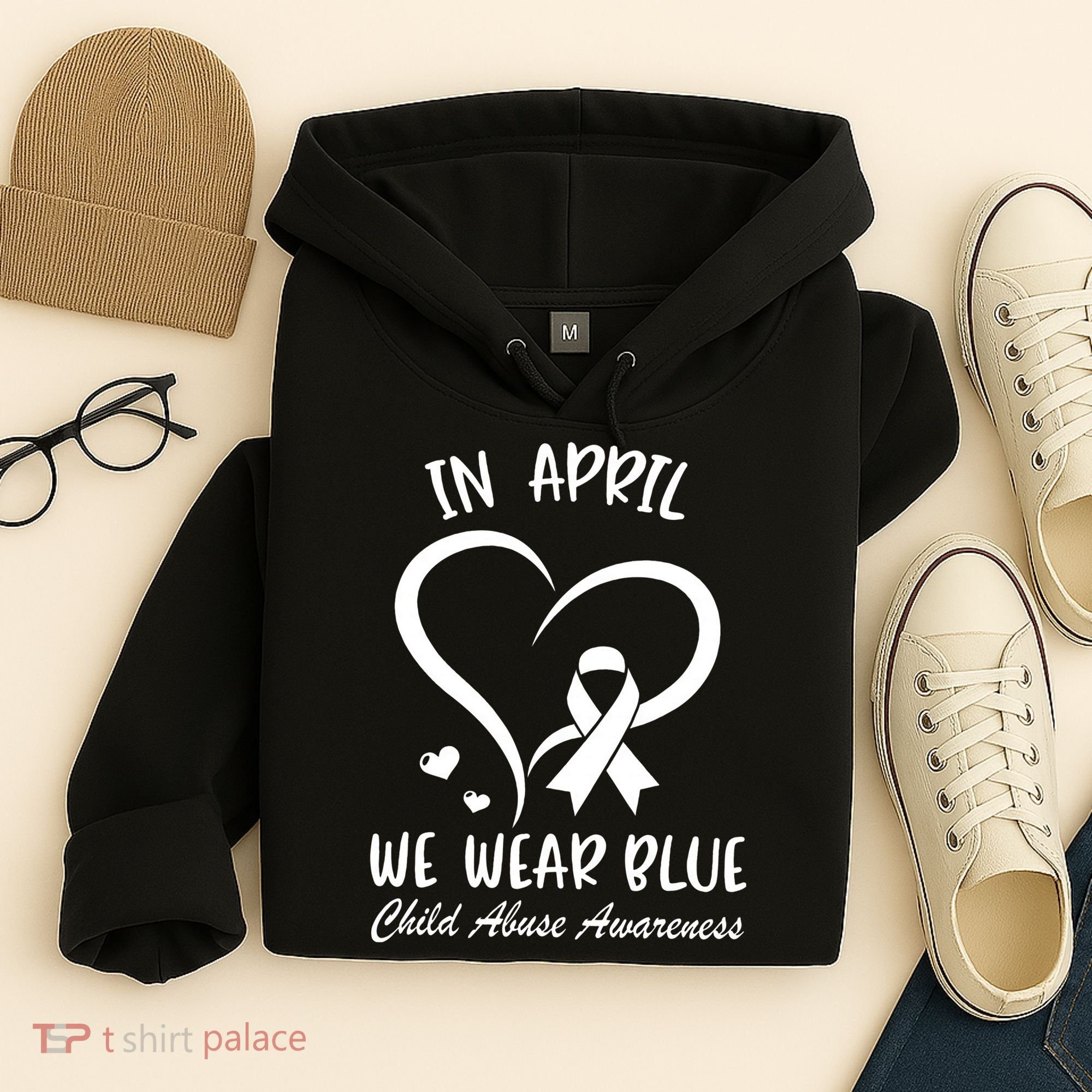 We Wear Blue Child Abuse Prevention Month Leopard Rainbow Hoodie