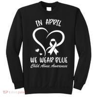 We Wear Blue Child Abuse Prevention Month Leopard Rainbow Sweatshirt thumb 0