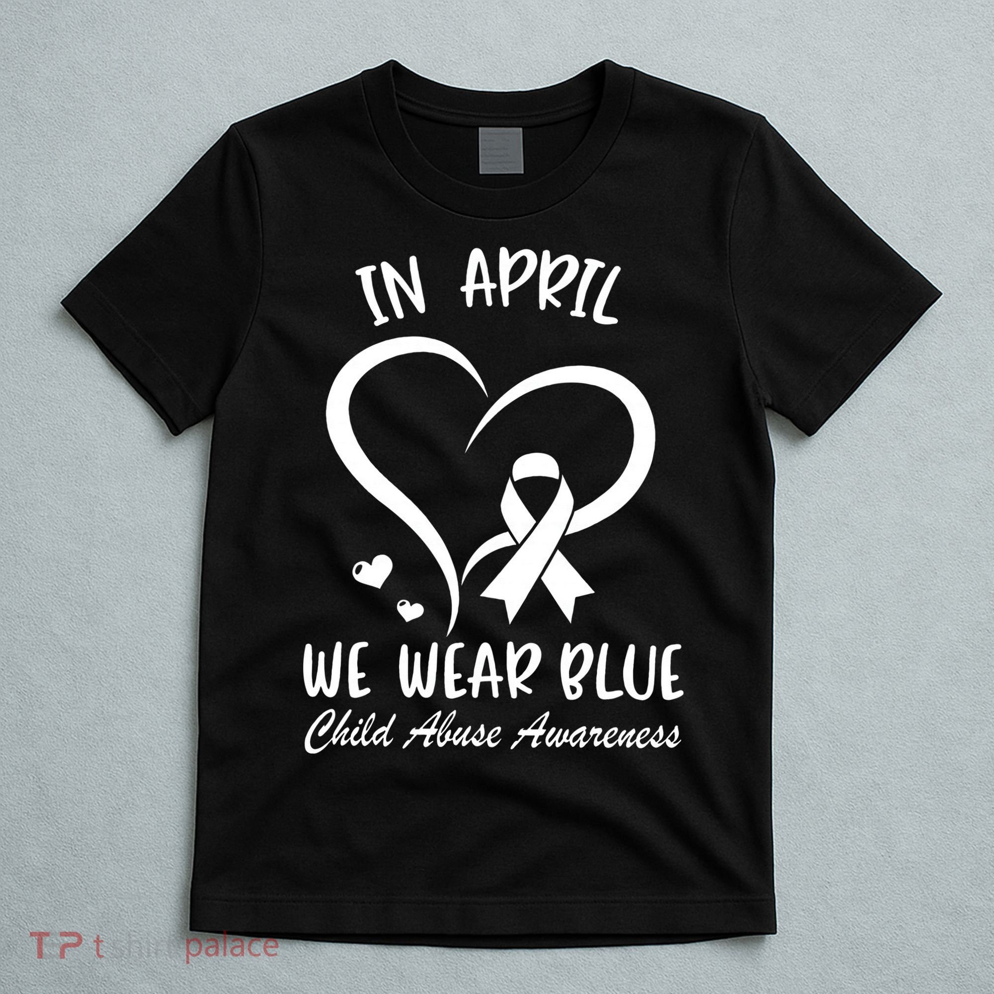 We Wear Blue Child Abuse Prevention Month Leopard Rainbow T-Shirt