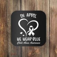 We Wear Blue Child Abuse Prevention Month Leopard Rainbow Coaster thumb 0