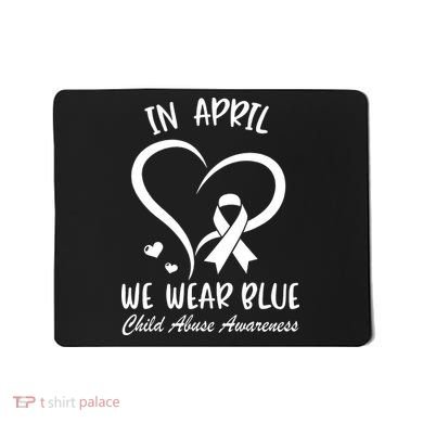 We Wear Blue Child Abuse Prevention Month Leopard Rainbow Mousepad