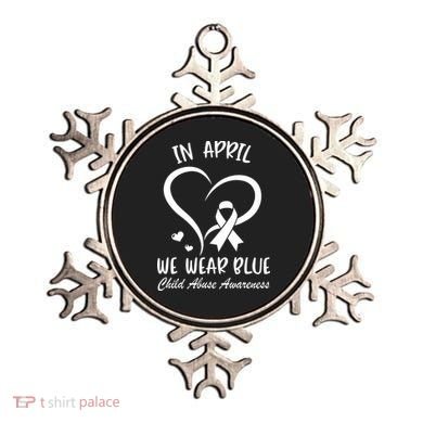 We Wear Blue Child Abuse Prevention Month Leopard Rainbow Ornament