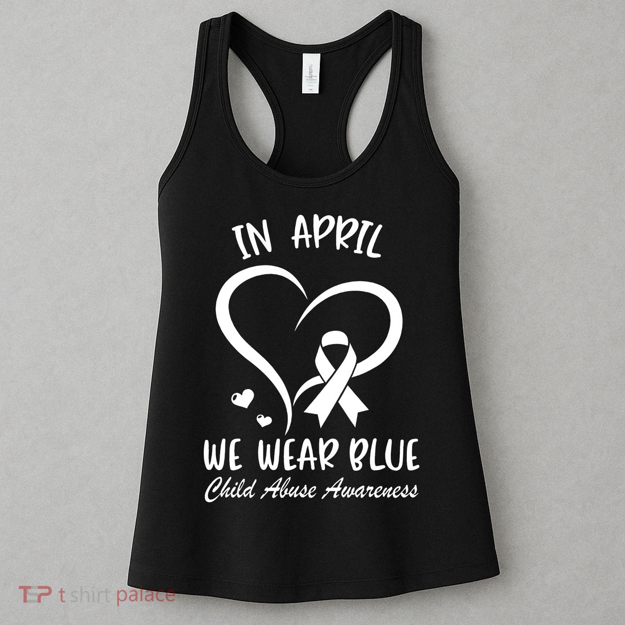We Wear Blue Child Abuse Prevention Month Leopard Rainbow Women's Tank Top