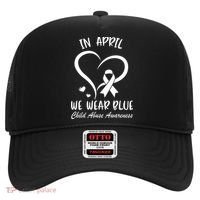 We Wear Blue Child Abuse Prevention Month Leopard Rainbow Hat thumb 0